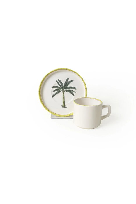 Hermia Juego de tazas de té de 12 piezas en Blanco, Verde y Amarillo
